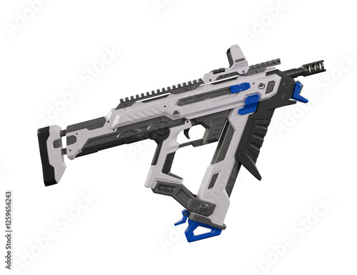 Sci Fi submachine gun isolated on white