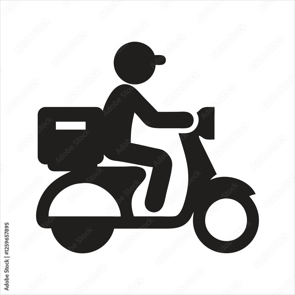 Shipping fast delivery man riding motorcycle icon symbol, Pictogram flat design for apps and websites, Isolated on white background, Vector illustration Shipping fast delivery man riding motorcycle icon symbol, Pictogram flat design for apps and websites, Isolated on white background, Vector illustration