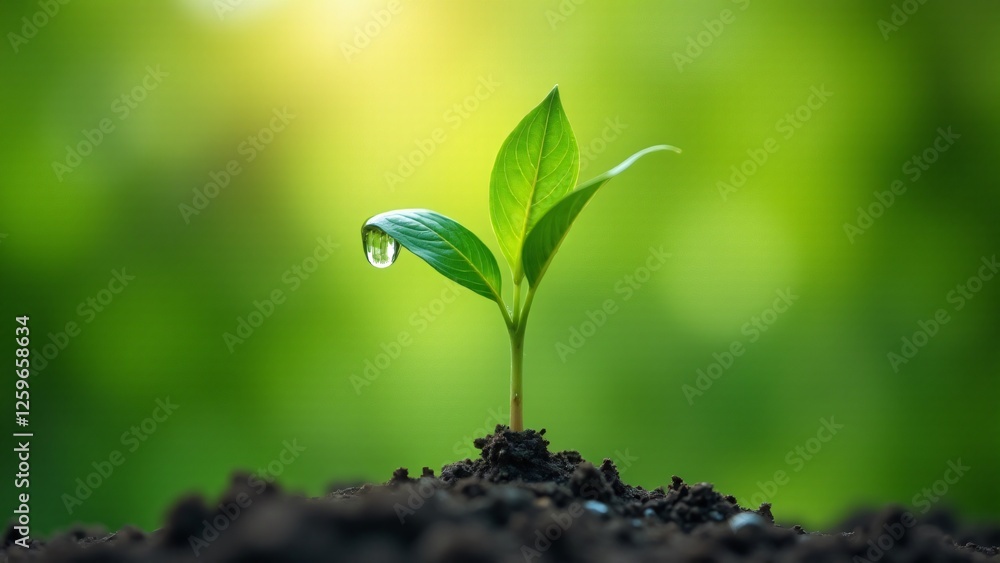 A plant grows from a single drop of water, its vibrant leaves reflecting sunlight. The hopeful and inspiring atmosphere celebrates the life-giving power of water and the resilience of nature. A plant grows from a single drop of water, its vibrant leaves reflecting sunlight. The hopeful and inspiring atmosphere celebrates the life-giving power of water and the resilience of nature.