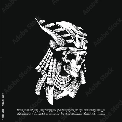 Hand drawn skeleton demon dressed as an ancient Egyptian pharaoh God vector dark art