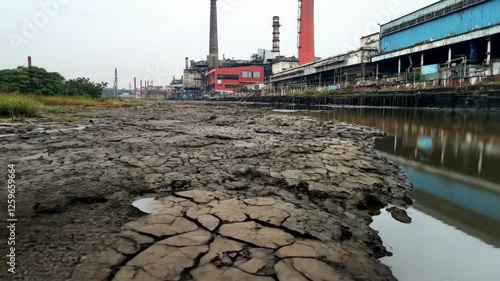 Environmental impact of industrial pollution in urban landscape