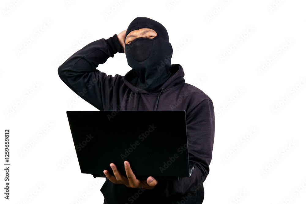 Shocked frustrated man wearing mask expressing failure, isolated on white background Shocked frustrated man wearing mask expressing failure, isolated on white background
