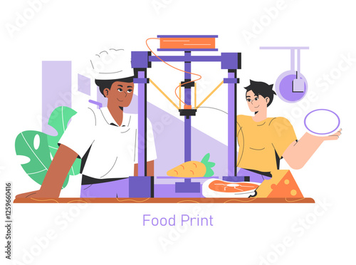 Printing Food. Flat Vector Illustration