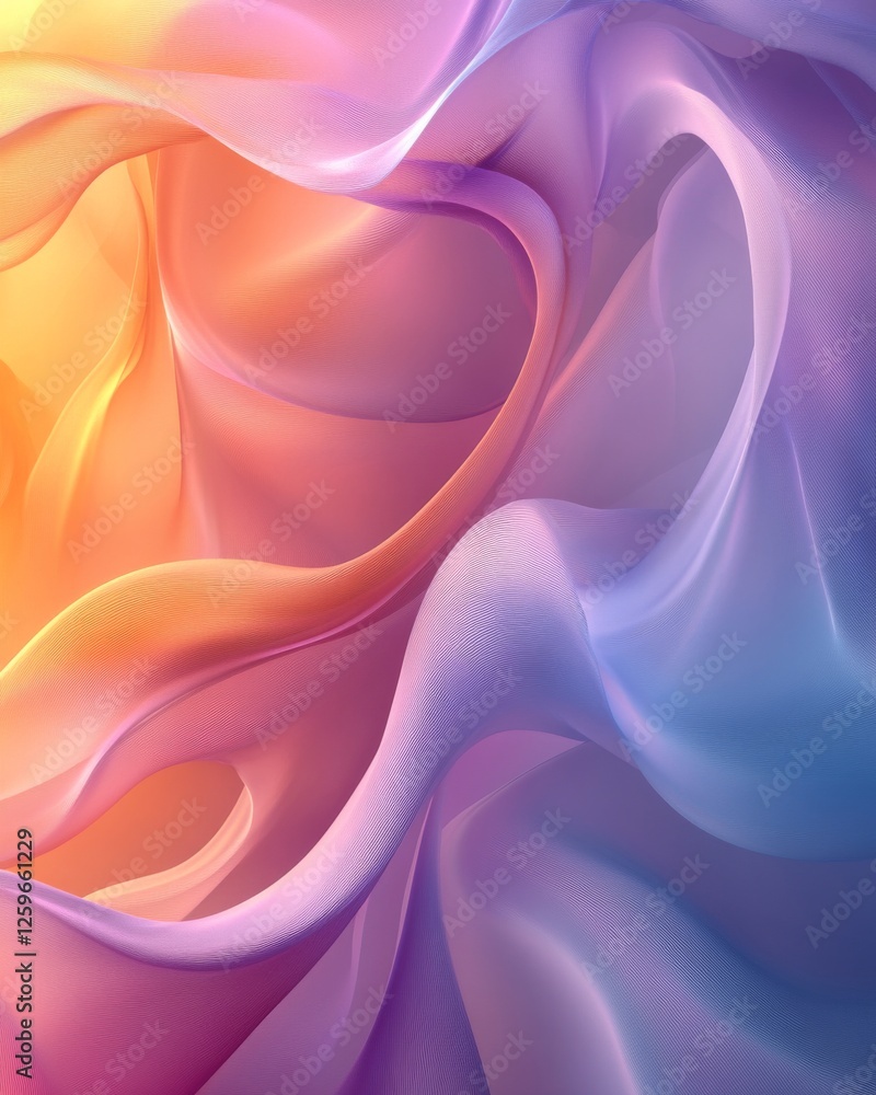 Obraz premium Abstract ethereal gradient waves background. Featuring ethereal gradient waves and soft colors. Emphasizing serenity and depth. Ideal for calming and artistic themes.