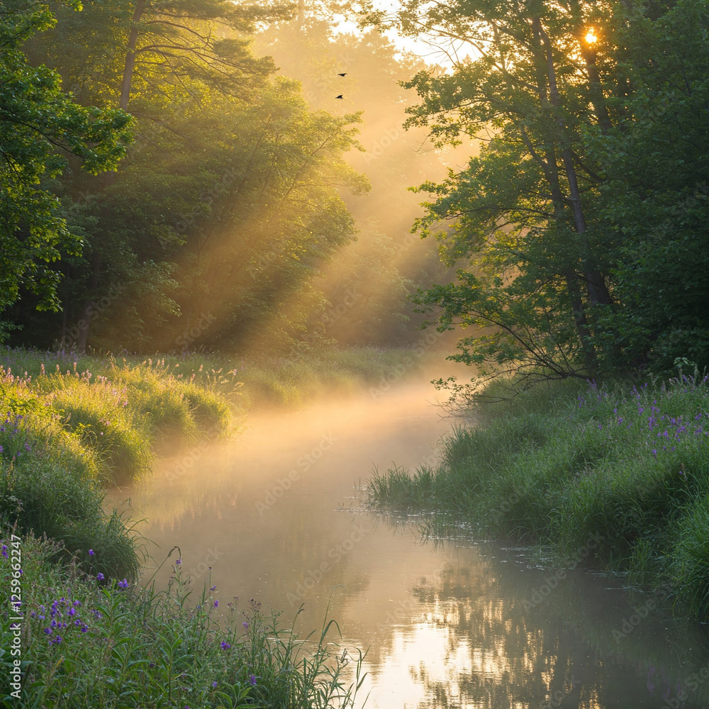 Fototapeta premium misty morning in the forest