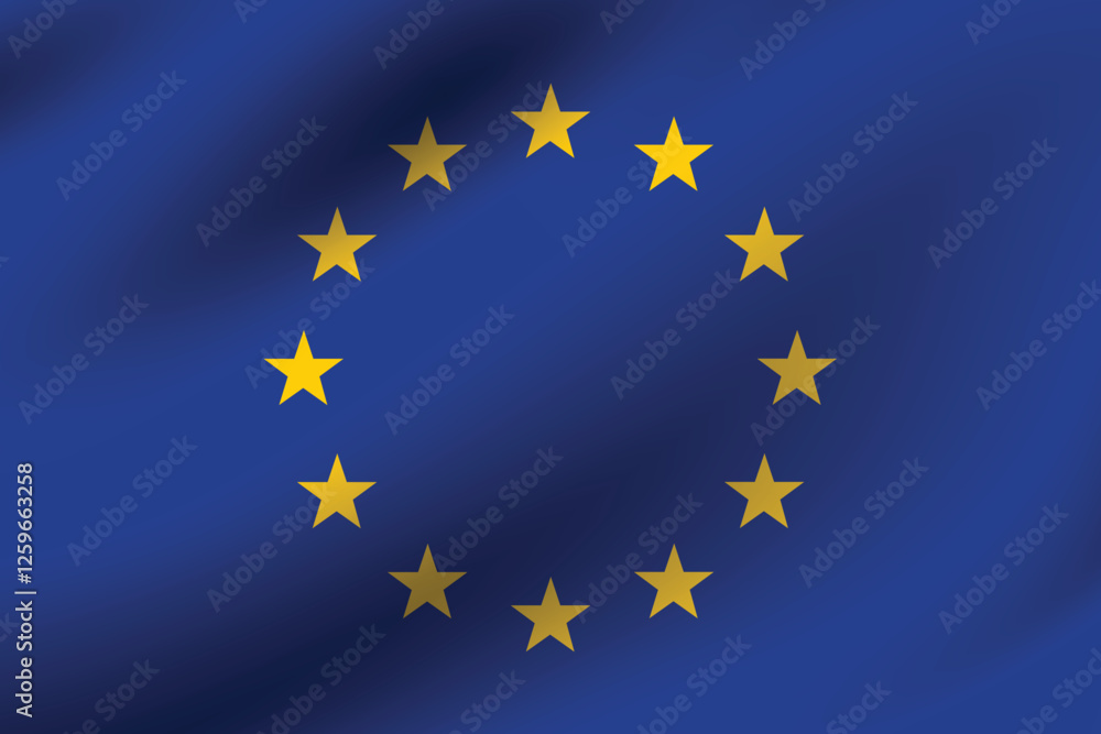 Flag of European Union. European Union flag official size and color standards digital vector illustration. Waving flag. Flag of European Union. European Union flag official size and color standards digital vector illustration. Waving flag.