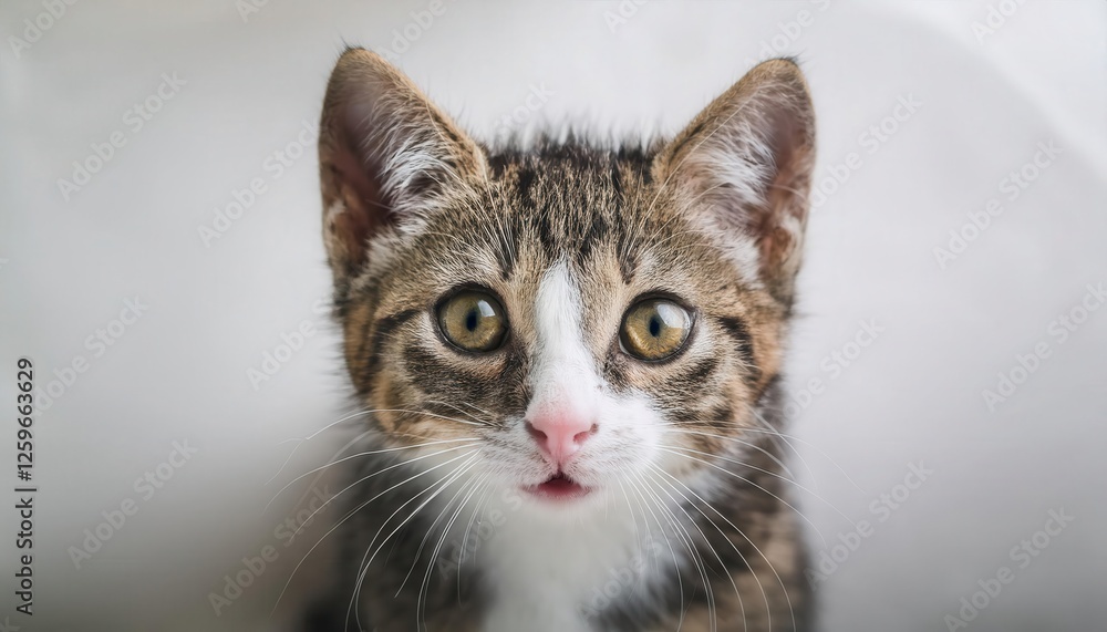 A cute, curious kitten with big eyes and a playful expression, perfect for animal lovers. A cute, curious kitten with big eyes and a playful expression, perfect for animal lovers.