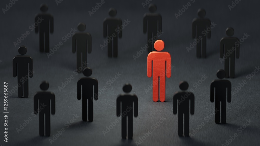 The conflict between two companies and a business, the rivalry of Leaders in blue and red leads a group of employees to compete, Staff recruitment.3D rendering on black background. The conflict between two companies and a business, the rivalry of Leaders in blue and red leads a group of employees to compete, Staff recruitment.3D rendering on black background.