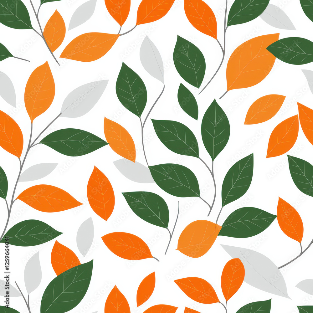 Orange, White, Green Simple 2D flat leaves Orange, White, Green Simple 2D flat leaves
