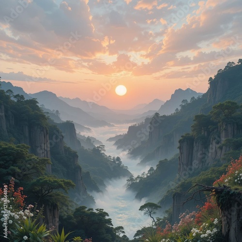 sunset in the mountains
