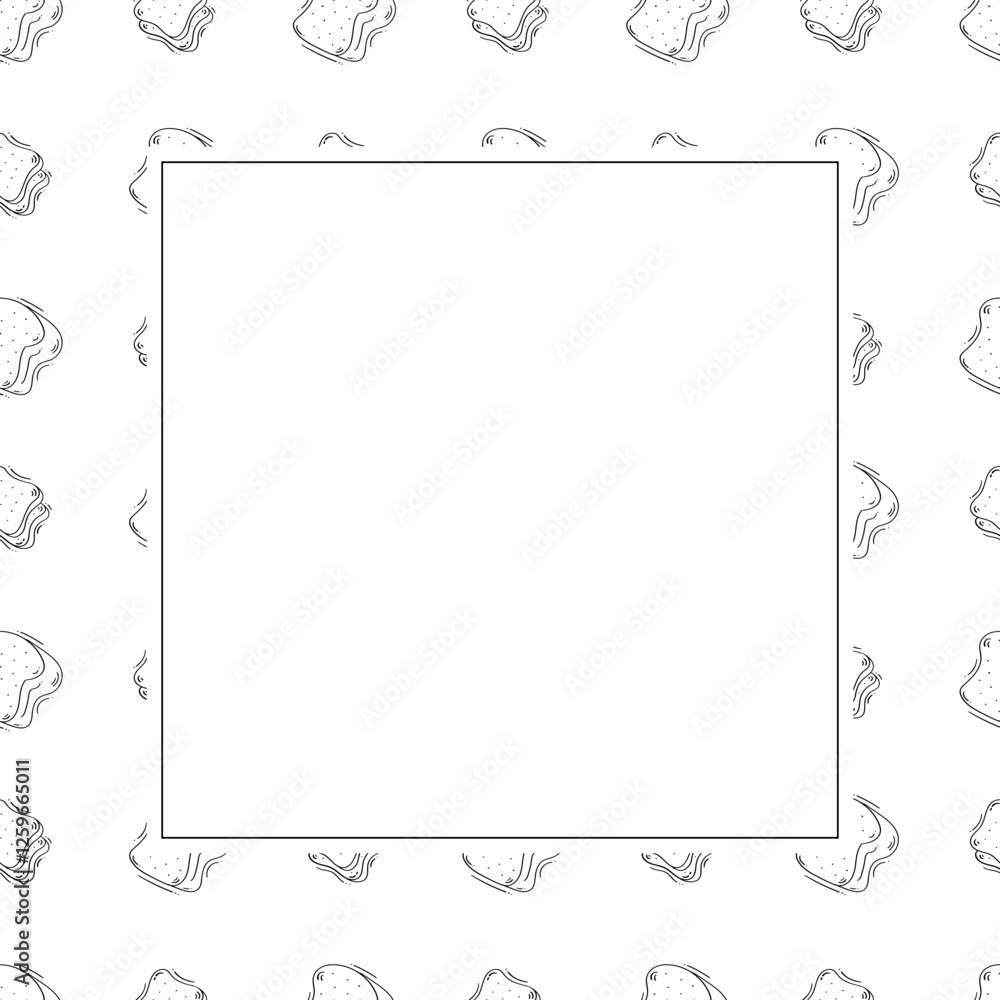 bread frame. doodle bakery square frame. hand drawn bread frame background. bakery background bread frame. doodle bakery square frame. hand drawn bread frame background. bakery background