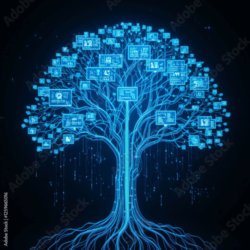 abstract tree on blue background