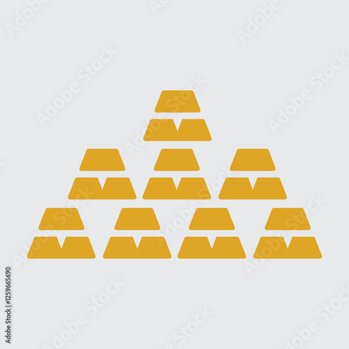 Golden bars icon set. gold or silver metal bricks vector symbol in black and gold color.