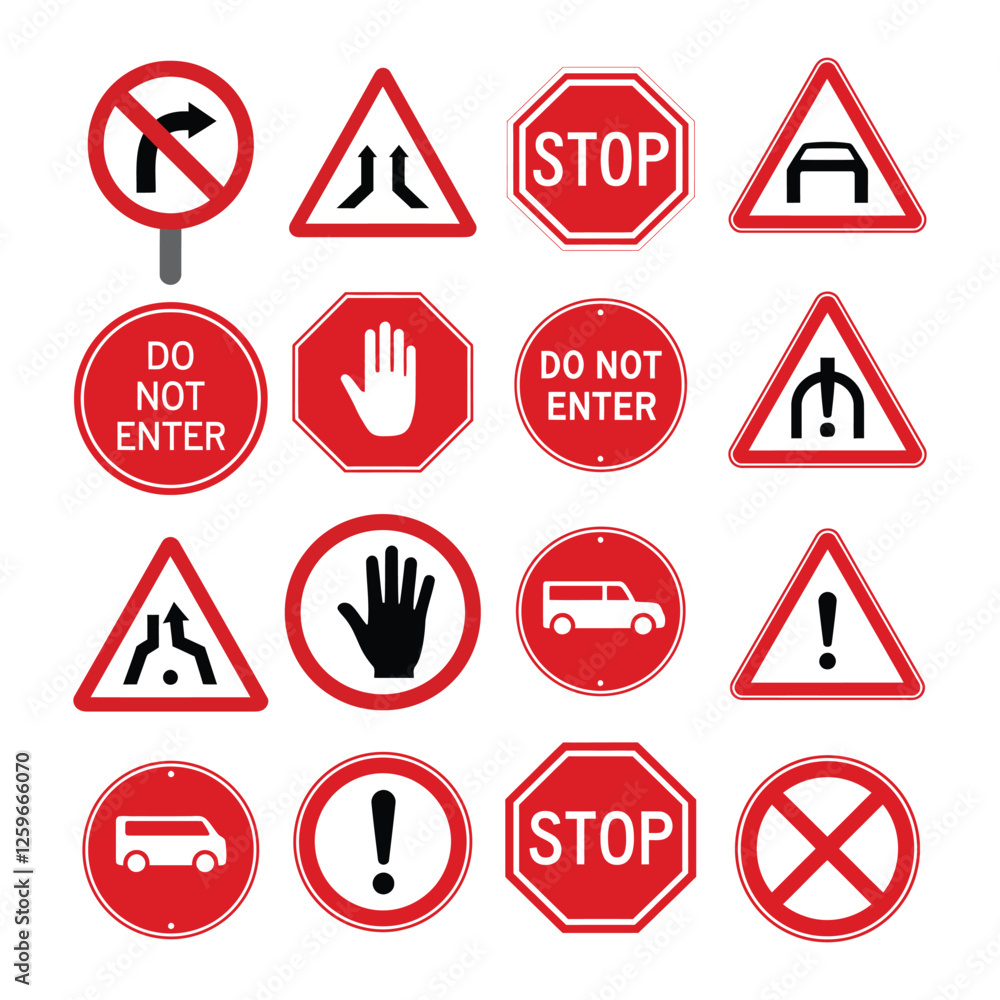 Collection of Road Signs vector illustration Collection of Road Signs vector illustration