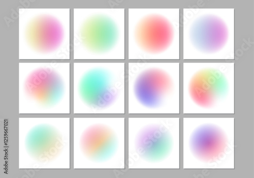 Set of modern minimalist circle gradient vector background 