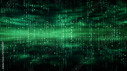 Abstract green digital binary code matrix texture background.