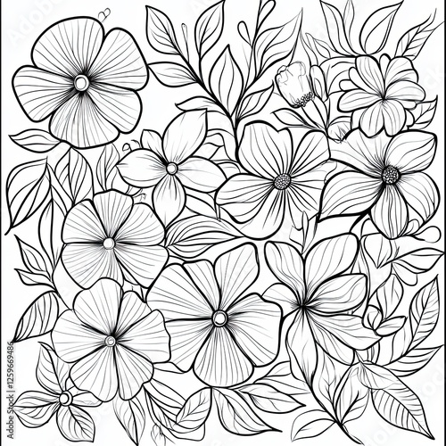 Floral Doodles Coloring Book Page Simple Creative Designs for Relaxation