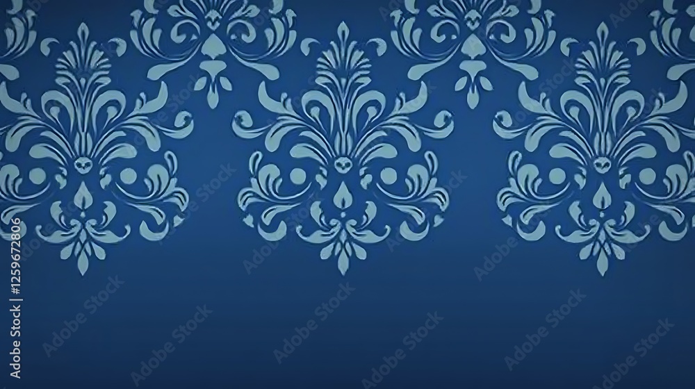Blue damask pattern border Blue damask pattern border