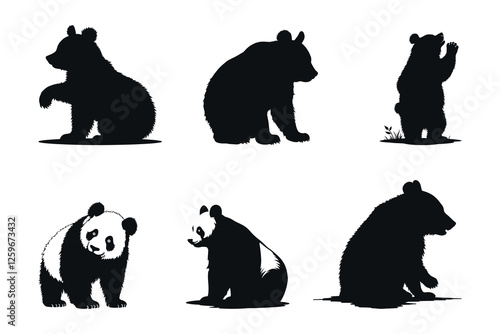 bear silhouette vector, animal icon graphic, wildlife mammal clipart