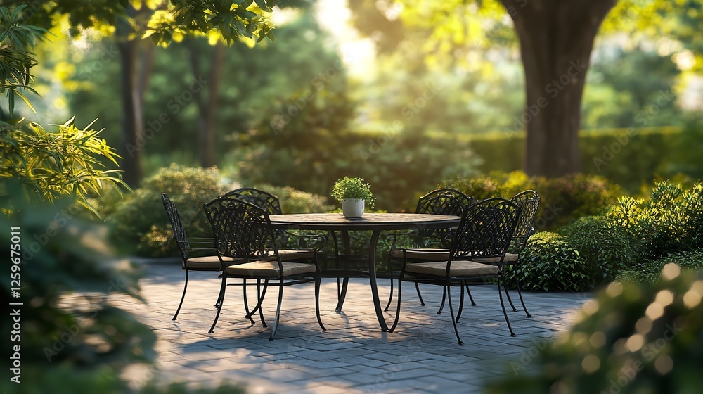 Naklejka premium Outdoor Table and Chairs on Transparent Background