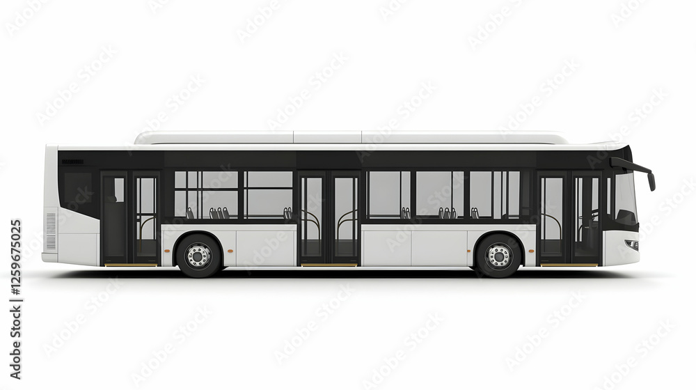 Modern city bus, side view, white background, transport Modern city bus, side view, white background, transport