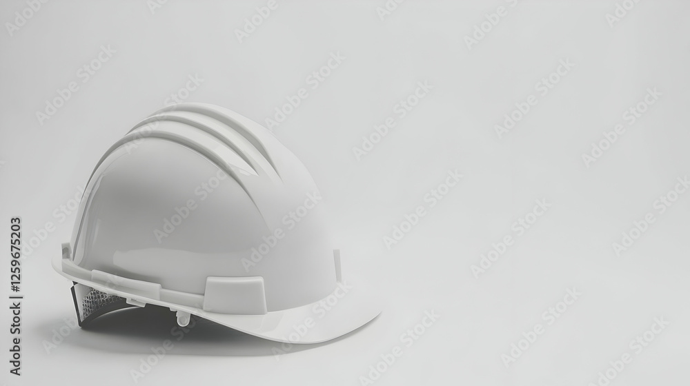 White hard hat safety, construction site, white background, safety regulations