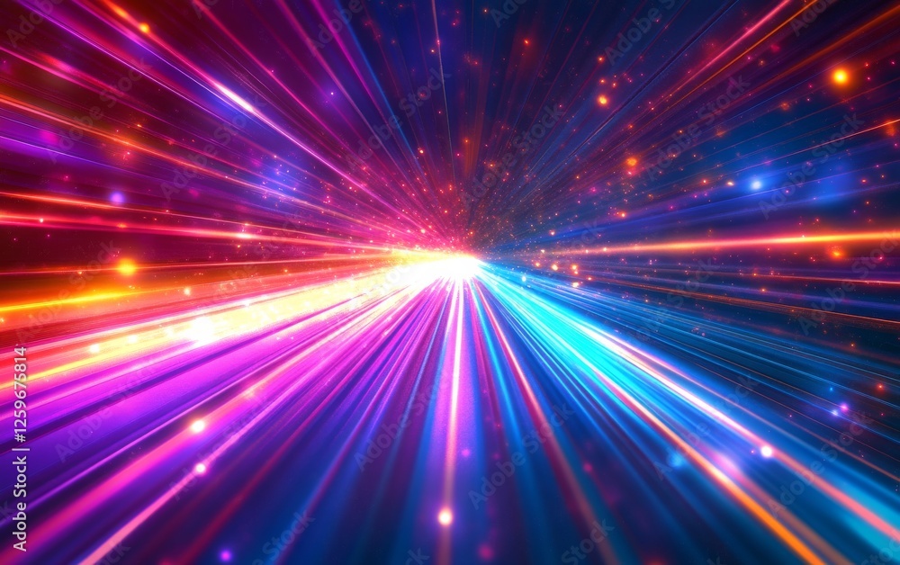 Fototapeta premium Abstract light rays background. Featuring dynamic light ray patterns and vibrant colors. Emphasizing energy and movement. Ideal for tech and creative projects.