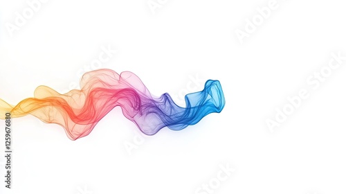 Colorful abstract wave flowing gracefully across a white background, symbolizing creativity and motion