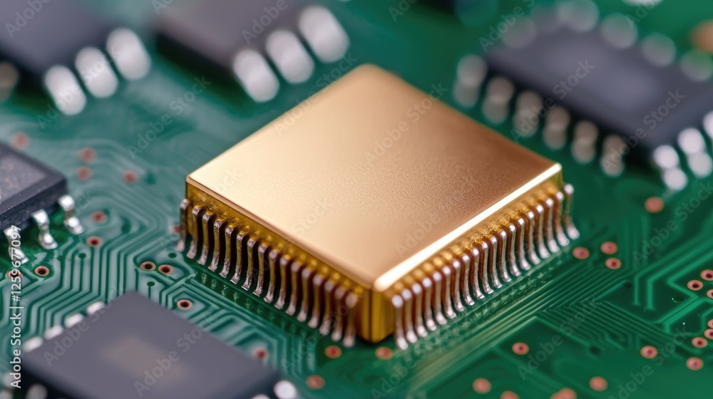 Closeup computer chip on circuit board Closeup computer chip on circuit board