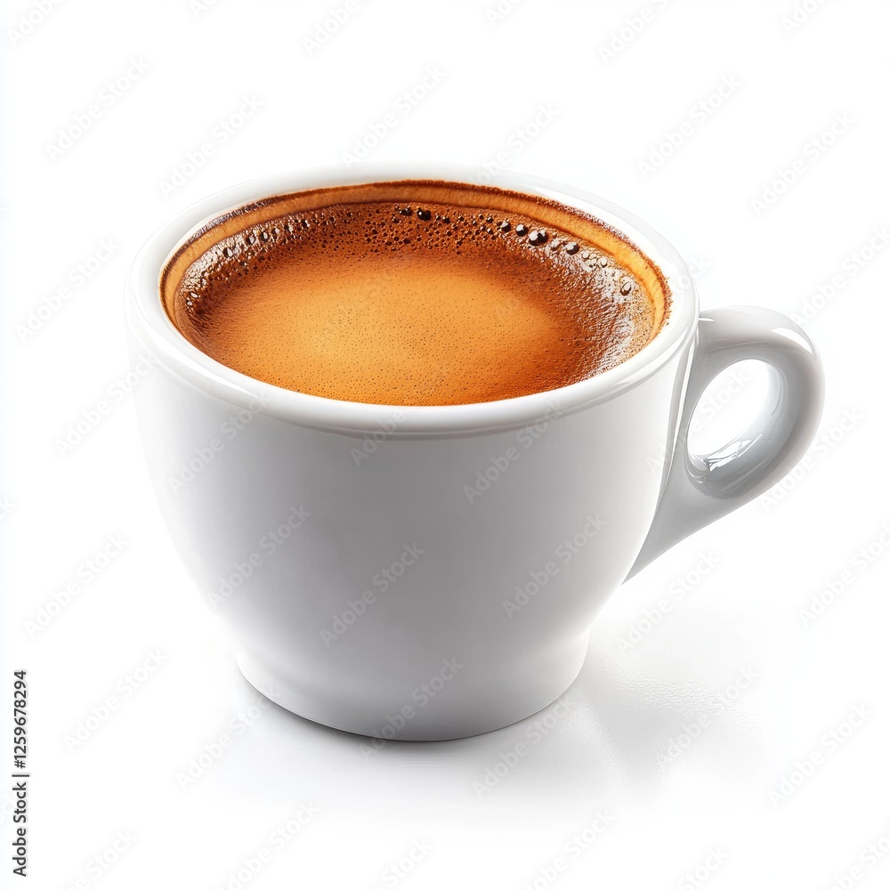 Espresso Coffee in White Cup: Aromatic, Rich, and Perfect for a Cozy Morning Espresso Coffee in White Cup: Aromatic, Rich, and Perfect for a Cozy Morning