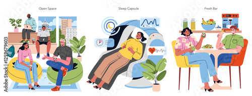 Modern Office. Flat Vector Illustration