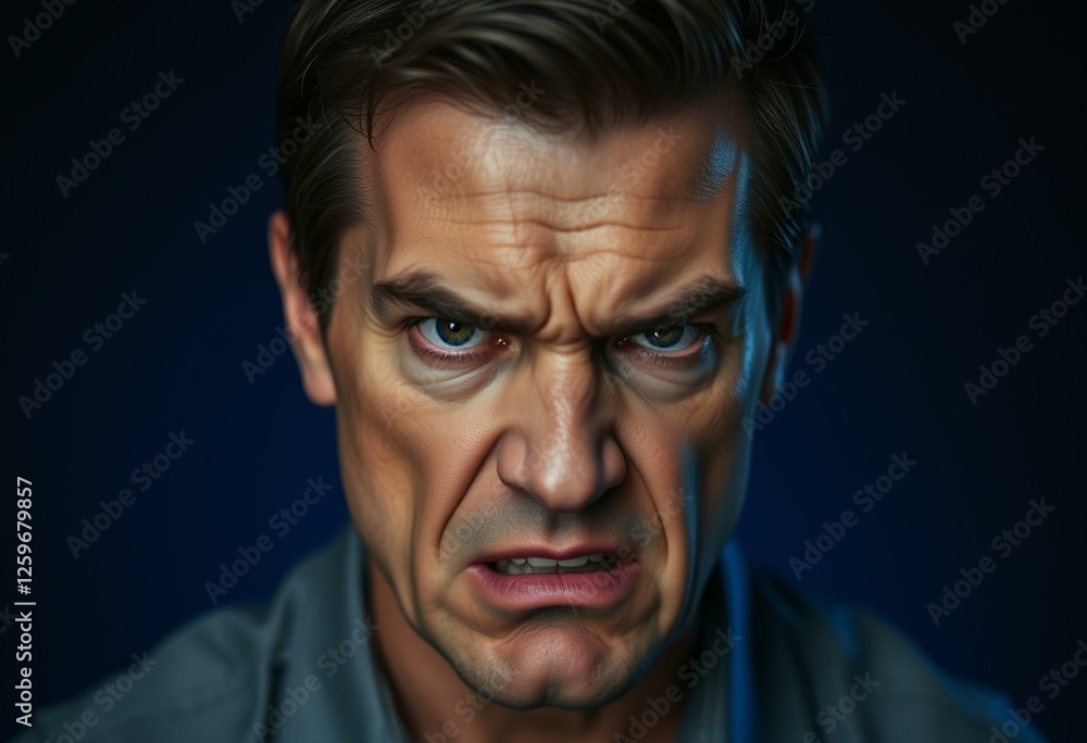 Photorealistic portrait of an angry male Photorealistic portrait of an angry male