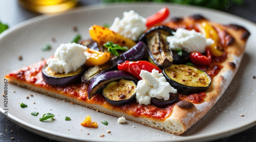 Vegetarian Pizza with Grilled Vegetables and Cheese Vegetarian Pizza with Grilled Vegetables and Cheese
