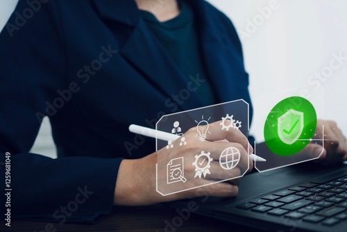 The businesswoman used business planning ideas based on document and certificate information.