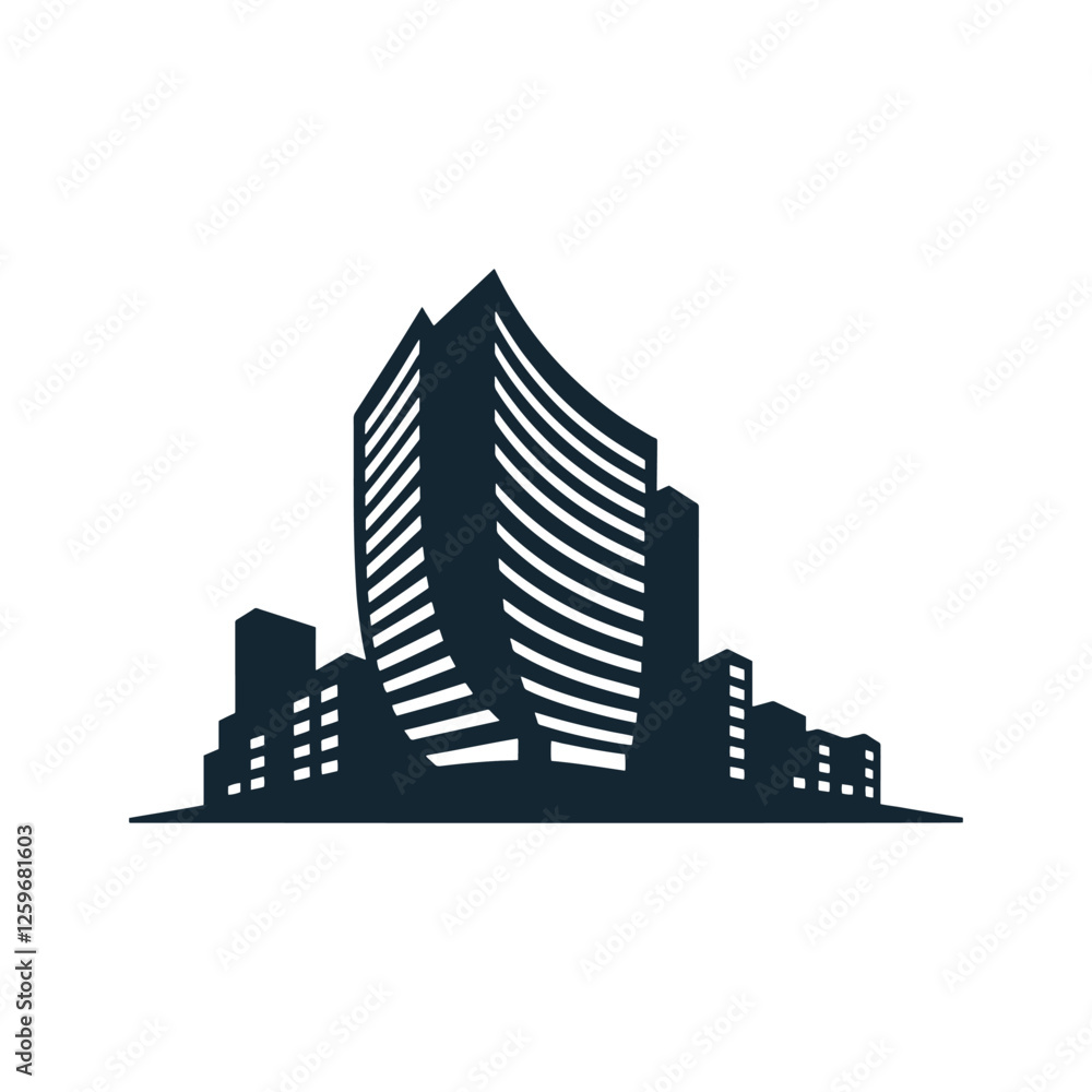 Obraz premium City building silhouette vector, Building vector design element