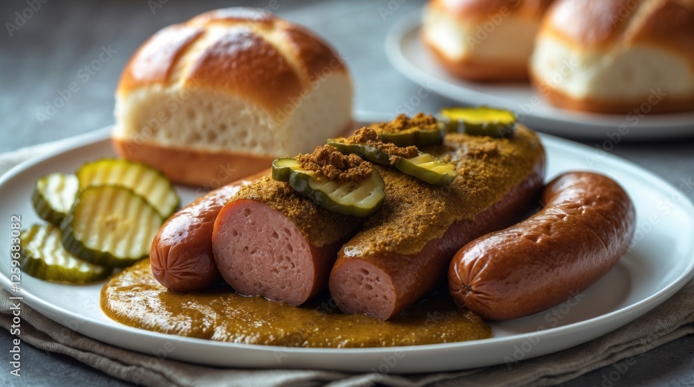 Grilled Sausages with Pickles and Mustard Grilled Sausages with Pickles and Mustard