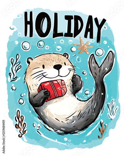 sea dog Cartoon Illustration Graphic