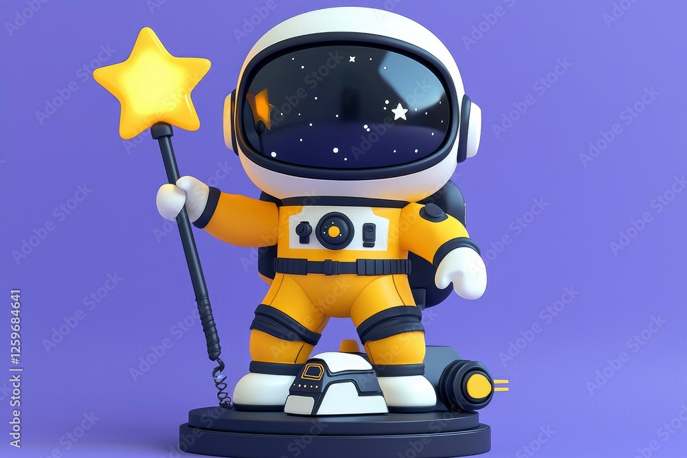 Adorable 3D Render of a Cute Astronaut Holding a Star Wand Adorable 3D Render of a Cute Astronaut Holding a Star Wand