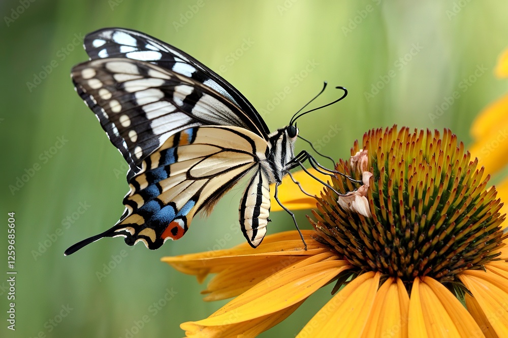 Fototapeta premium A butterfly is eating a flower