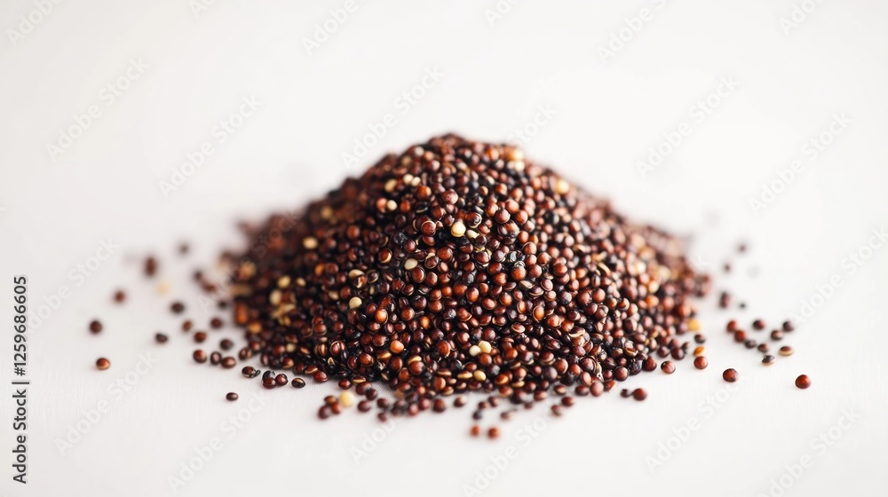 Red quinoa pile on white background, healthy food Red quinoa pile on white background, healthy food
