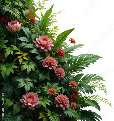 Lush Tropical Floral Arrangement, transparent background png