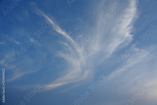 Blue sky with clouds horizontal image