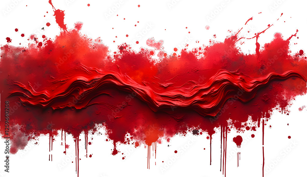 Dramatic and Intense Abstract Background with Vibrant Red Paint Splatters Drips and Fluid Texture and Creative Grunge Style Design Element on white background
Dramatic and Intense Abstract Background with Vibrant Red Paint Splatters Drips and Fluid Texture and Creative Grunge Style Design Element on white background