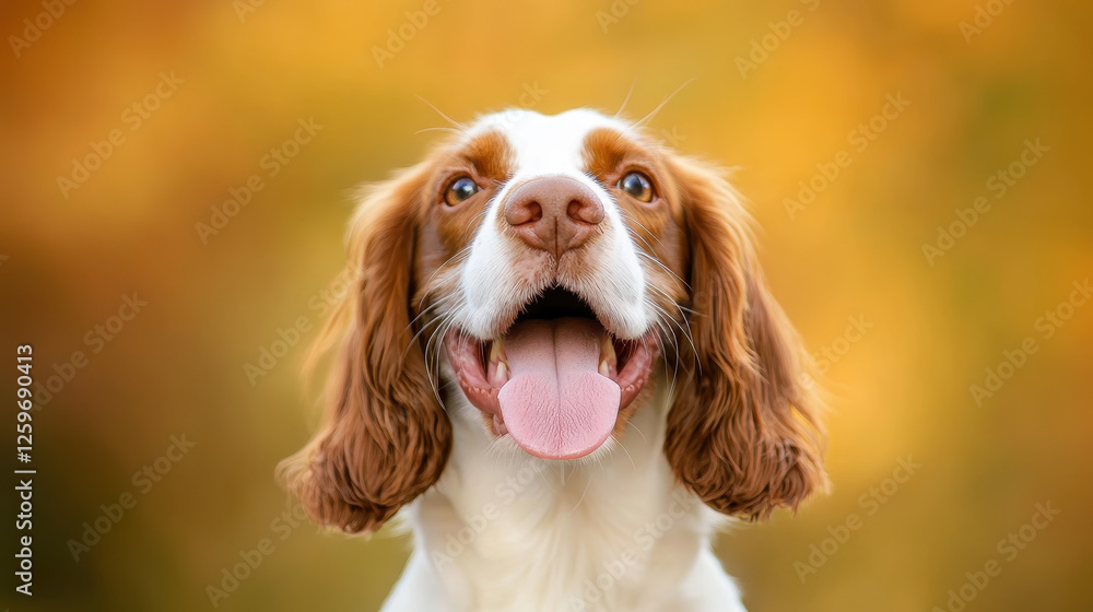 Close-Up of Happy English Springer Spaniel Dog with Bright Smile Close-Up of Happy English Springer Spaniel Dog with Bright Smile