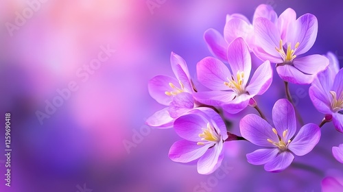 Vibrant purple flower blooming against a soft, dreamy background, showcasing nature's beauty