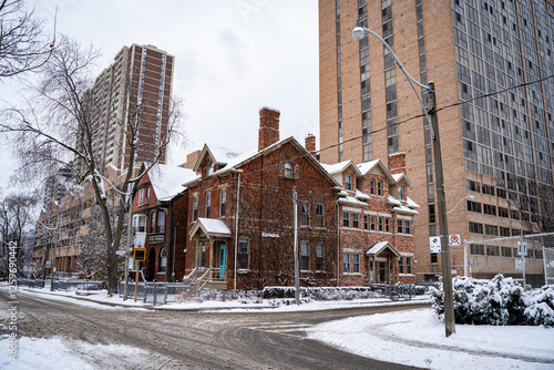 Photography Winter view of a snowy street in Toronto.