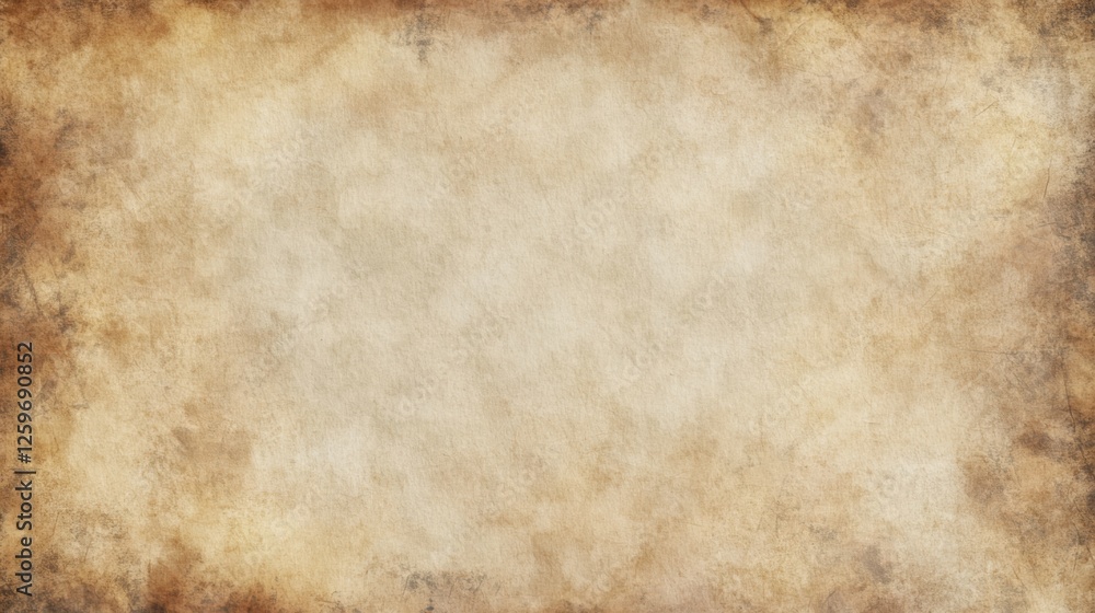 Obraz premium Authentic Blank Parchment Texture with Distressed Appearance and Faded Edges: Generous White Space for Text or Graphics with High-Resolution Detail from Top View