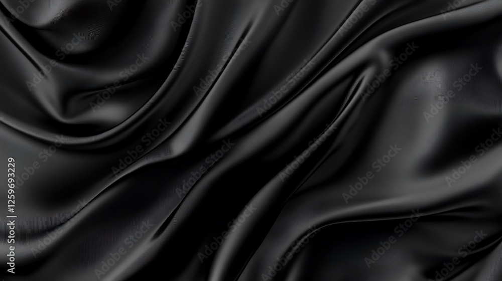 Obraz premium Black silk fabric drapes, elegant background (2)