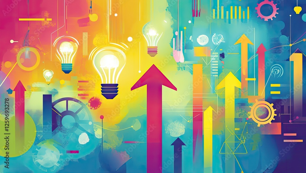 Fototapeta premium Colorful graphic design of upward trends and ideas