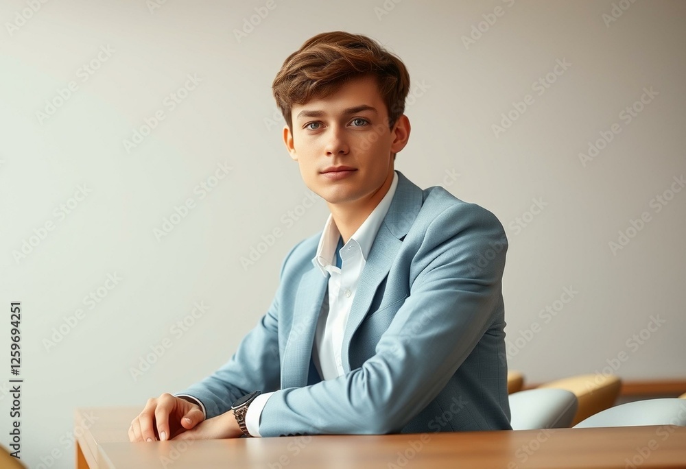 Photorealistic portrait of a young male student